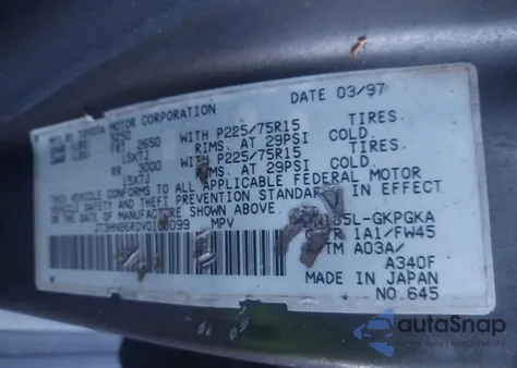 1997 Toyota 4Runner Sr5 V6 из США, поврежденный, VIN JT3HN86R0V0100099